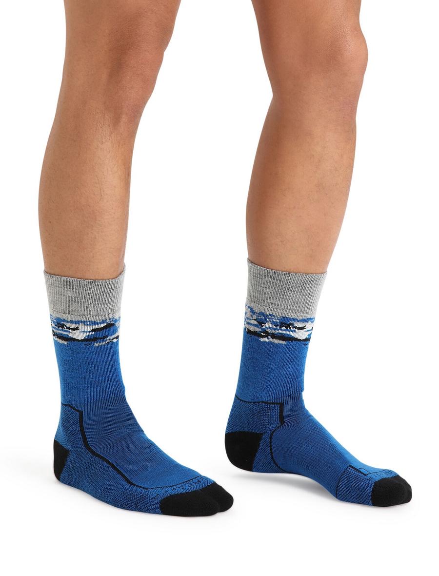 Lazurite / Black Icebreaker Merino Hike+ Medium Crew Sedimentary Men's Socks | AU 1002WNBY